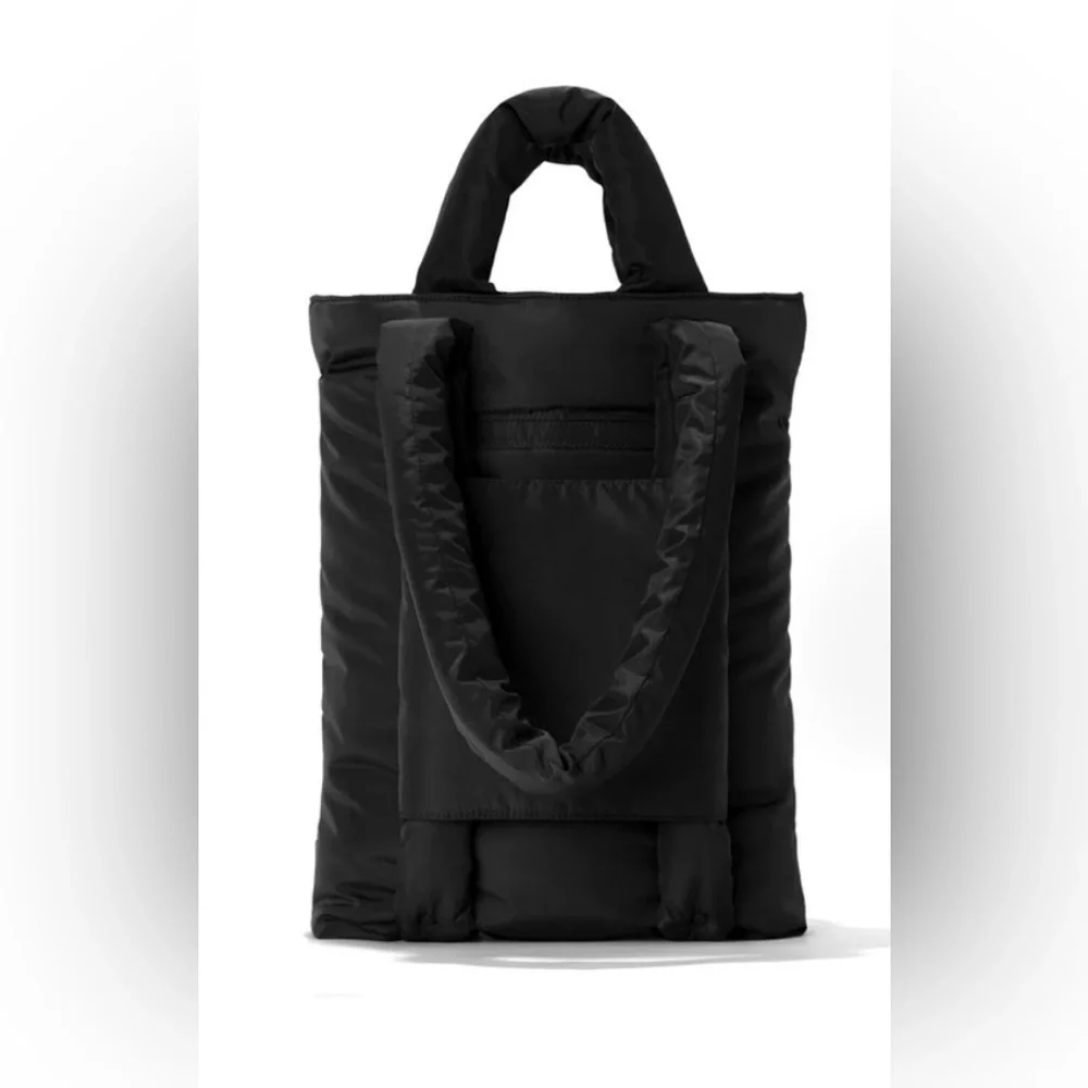 Dagne Dover Jemi quilted tote bag- NWOT black- back sleeve for luggage